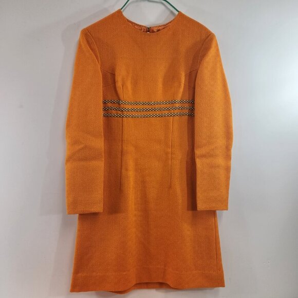 Orange Mod Style Peacoat with Matching Dress Vtg Handmade Womens Extra Small - Picture 2 of 16